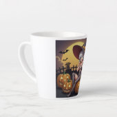 ジャック・オ・ランタンの緑のアイハロウィーンの魔女 カフェラテマグ (左アングル)