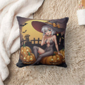 ジャック・オ・ランタンの緑のアイハロウィーンの魔女 クッション (ブランケット)