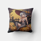 ジャック・オ・ランタンの緑のアイハロウィーンの魔女 クッション (裏面)