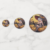 ジャック・オ・ランタンの緑のアイハロウィーンの魔女 コンフェッティ (裏面)