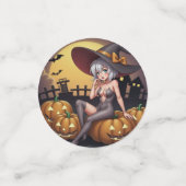 ジャック・オ・ランタンの緑のアイハロウィーンの魔女 コンフェッティ (スモール正面)