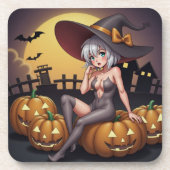 ジャック・オ・ランタンの緑のアイハロウィーンの魔女 コースター (正面)