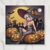 ジャック・オ・ランタンの緑のアイハロウィーンの魔女 フェイバータグ (裏面)