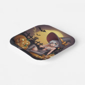 ジャック・オ・ランタンの緑のアイハロウィーンの魔女 ペーパープレート (傾斜あり)