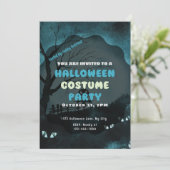 ジャック・オ・ランタンの頭とブルーハロウィーンの付いたかかし 招待状 (スタンド正面)