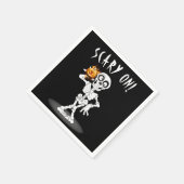 ジャック・オ・ランタンを持つハロウィーンのスケルトン スタンダードカクテルナプキン (角)