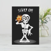 ジャック・オ・ランタンを持つハロウィーンのスケルトン 招待状 (スタンド正面)