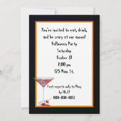 ジャック・オ・ランタンを持つハロウィーンのスケルトン 招待状 (裏面)