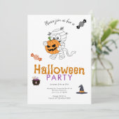 ジャック・オ・ランタンを持つミイラのハロウィンパーティー 招待状 (スタンド正面)