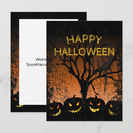 ジャック・オ・ランタン不気味ツリーのハロウィン葉書 ポストカード (正面/裏面)
