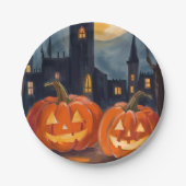 ジャック・オ・ランタン恐怖 | ハロウィン不気味絵を描 ペーパープレート (正面)