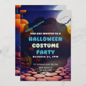 ジャック・オ・ランタン満月の不気味なハロウィーン 招待状 (正面/裏面)