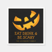 ジャック・オ・ランタン食べドリンクと怖い スタンダードカクテルナプキン (正面)