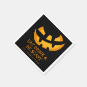 ジャック・オ・ランタン食べドリンクと怖い スタンダードカクテルナプキン (角)