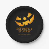 ジャック・オ・ランタン食べドリンクと怖い ペーパープレート (正面)