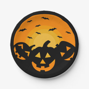 ジャック・オ・ランタン カボチャのくりぬき ハロウィンパーティー ペーパープレート