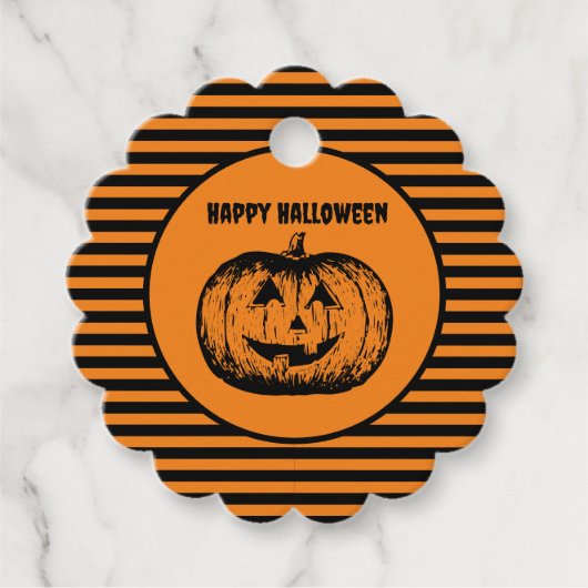 ジャック・オ・ランタン・カボチャストライプの フェイバータグ (正面)