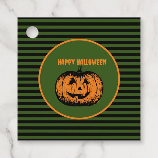 ジャック・オ・ランタン・カボチャストライプの フェイバータグ (正面)