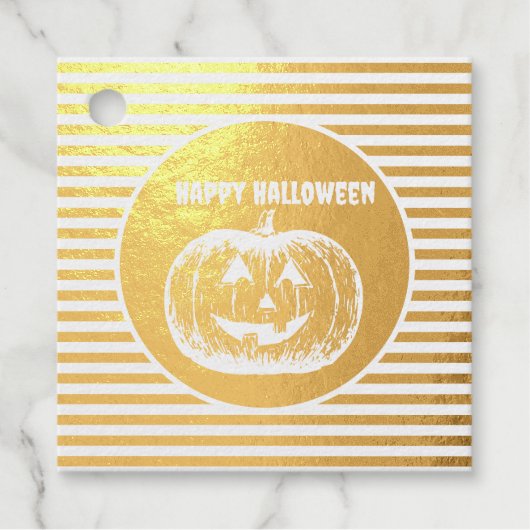 ジャック・オ・ランタン・カボチャストライプの フェイバータグ (正面)