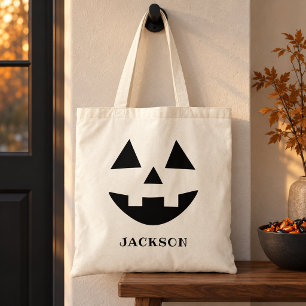 ジャック・オ・ランタン モノグラム 名前 ハロウィンのお菓子 トートバッグ