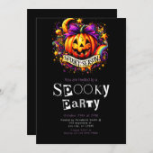 ジャック・オ・ランタン　 spooky ミニマリスト　ハロウィンパーティ 招待状 (正面/裏面)