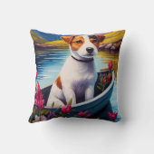 ジャック・ラッセルがパドルで:風光明媚な冒険 クッション (裏面)