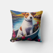 ジャック・ラッセルがパドルで:風光明媚な冒険 クッション (正面)