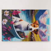 ジャック・ラッセルがパドルで：風光明媚な冒険 ジグソーパズル (横)