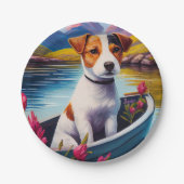 ジャック・ラッセルがパドルで：風光明媚な冒険 ペーパープレート (正面)