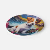 ジャック・ラッセルがパドルで：風光明媚な冒険 ペーパープレート (アングル)