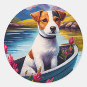 ジャック・ラッセルがパドルで：風光明媚な冒険 ラウンドシール (正面)