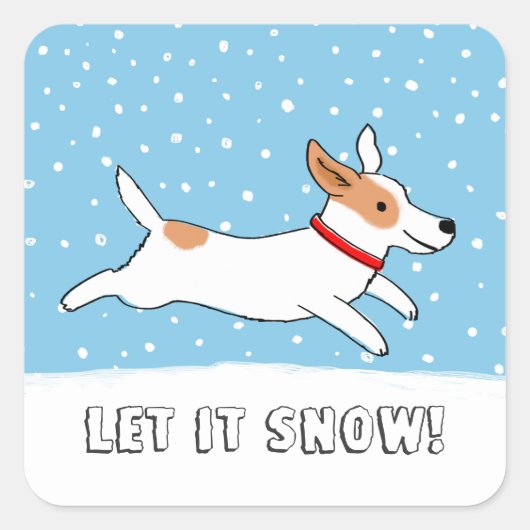 ジャック・ラッセルが雪を降ろした |かわいい犬の休日カスタム スクエアシール (正面)