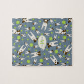 ジャック・ラッセルとテニスボールかわいい犬のパターン ジグソーパズル (横)