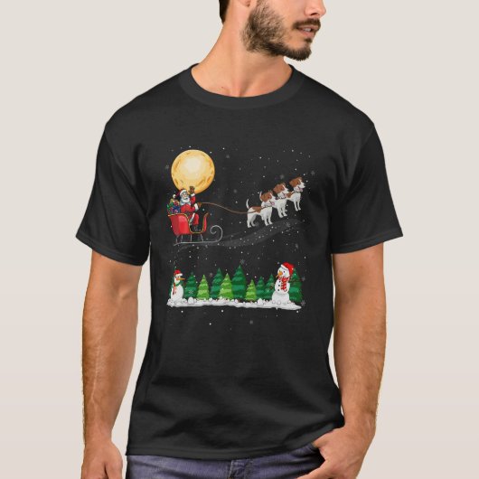 ジャック・ラッセルズドッグスツリークリスマスセータークリスマスペット Tシャツ (正面)