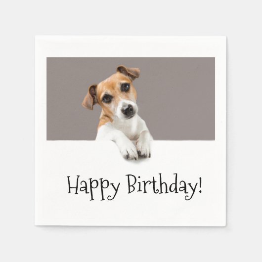 ジャック・ラッセル子犬かわいい愛らしい甘い スタンダードカクテルナプキン (正面)
