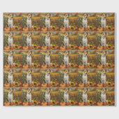 ジャック・ラッセル犬の秋の収穫感謝祭 ラッピングペーパー (フラット)