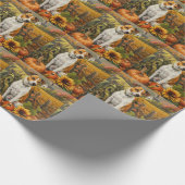 ジャック・ラッセル犬の秋の収穫感謝祭 ラッピングペーパー (角)