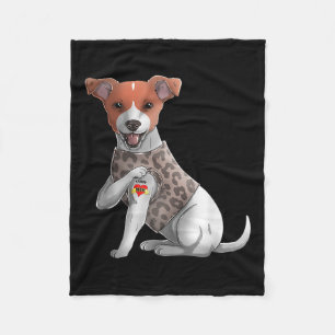 ジャック・ラッセル私はママ大好きタトゥー犬シャツモトおもしろいー フリースブランケット