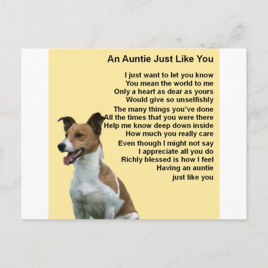 ジャック・ラッセル – アンティ詩 ポストカード (正面)