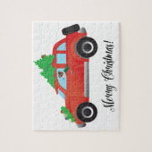 ジャック・ラッセル・テリアがクリスマスカーを運転 ジグソーパズル (縦)