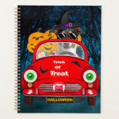 ジャック・ラッセル・テリアが運転する車 お化けハロウィン プランナー手帳 (正面)