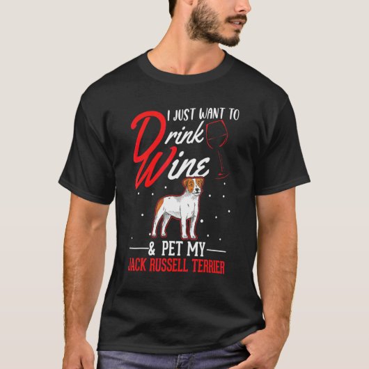 ジャック・ラッセル・テリアとワイン Tシャツ (正面)