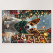 ジャック・ラッセル・テリアのクリスマスアート ジグソーパズル (横)