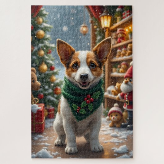ジャック・ラッセル・テリアのクリスマスアート ジグソーパズル (縦)