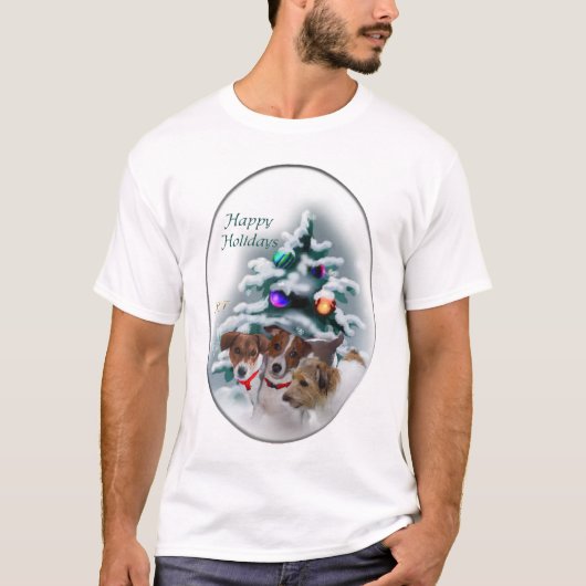 ジャック・ラッセル・テリアのクリスマスプレゼント Tシャツ (正面)