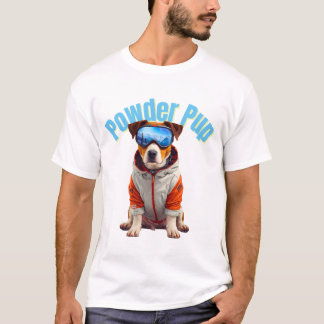 ジャック・ラッセル・テリアのスキー犬、パウダーパップ Tシャツ