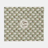 ジャック・ラッセル・テリアのパターンモノグラムのセージ フリースブランケット (正面(横))