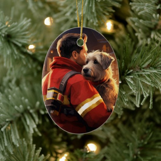 ジャック・ラッセル・テリアの消防士、子犬、ペットの犬好き セラミックオーナメント (ツリー)