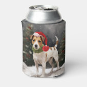 ジャック・ラッセル・テリアの犬と雪のクリスマス 缶クーラー (缶裏面)