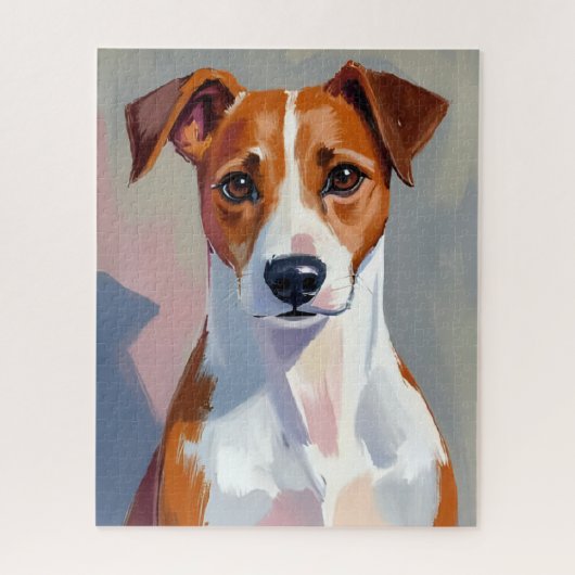 ジャック・ラッセル・テリアの絵画 犬 ペット ジグソーパズル (縦)